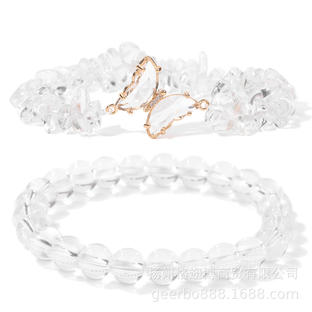 Wholesale Natural Stone Amethyst Gravel Double Layer Lapis Lazuli Bracelet